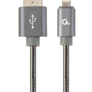 Kabel USB 2.0 (AM/8-pin lightning M) oplot metalizowany 1m szary Gembird