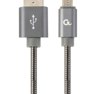 Kabel USB 2.0 (AM/microUSB M) oplot metalizowany 2m szary Gembird