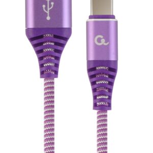 Kabel USB 2.0 - typ C (AM/CM) oplot tekstylny 1m purpurowo-biały Gembird