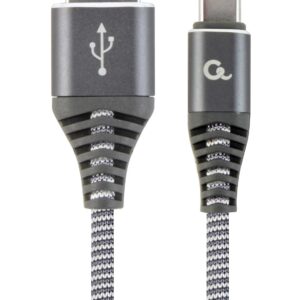 Kabel USB 2.0 - typ C(AM/CM) oplot tekstylny 2m grafitowo-biały Gembird