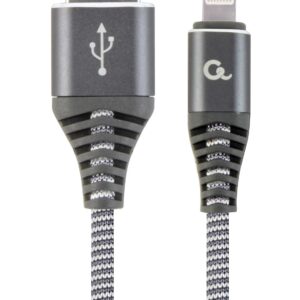 Kabel USB 2.0 (AM/8-pin lightning M) oplot tekstylny 1m grafitowo-biały Gembird
