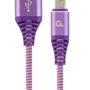 Kabel USB 2.0 (AM/microUSB M) 1m oplot tekstylny purpurowo-biały Gembird