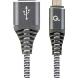 Kabel USB 2.0 (AM/microUSB M) 1m oplot tekstylny grafitowo-biały Gembird