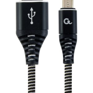 Kabel USB 2.0 (AM/microUSB M) 2m oplot tekstylny czarno-biały Gembird