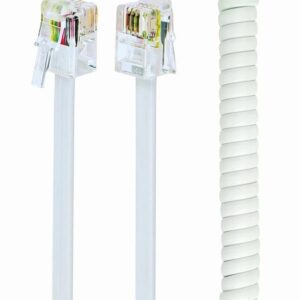 Kabel telefoniczny RJ10 4P4C spiralny 2m (biały) Gembird