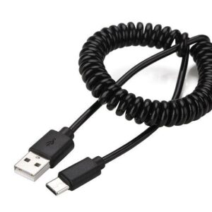 Kabel spiralny USB 2.0 - typ C (AM/CM) 0.6m (czarny)