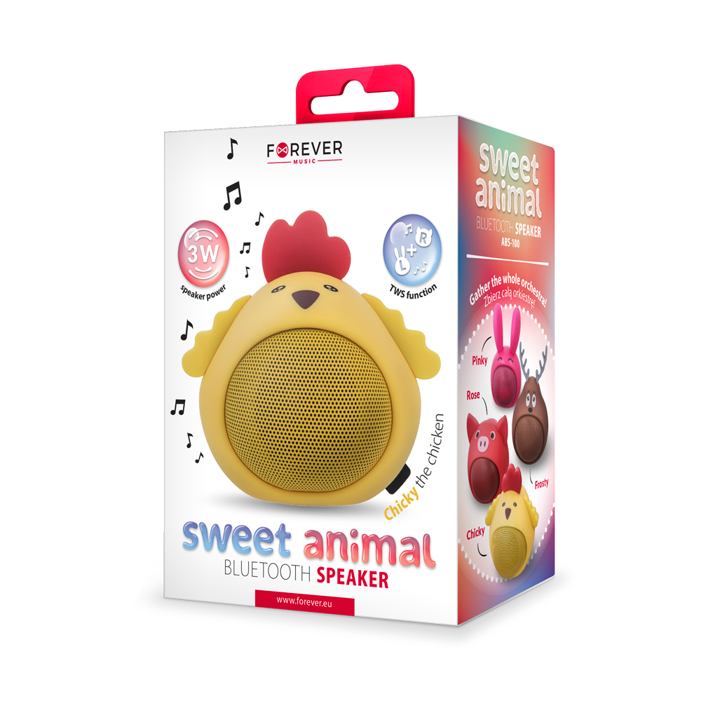 Forever głośnik Bluetooth Sweet Animal Chicken Chicky żółty ABS-100 - obrazek 3