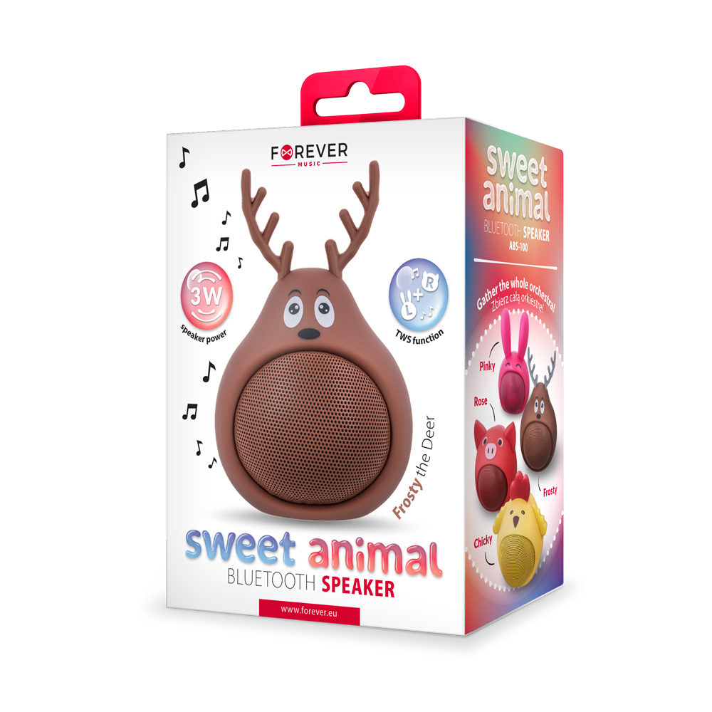 Forever głośnik Bluetooth Sweet Animal Deer Frosty brązowy ABS-100 - obrazek 3