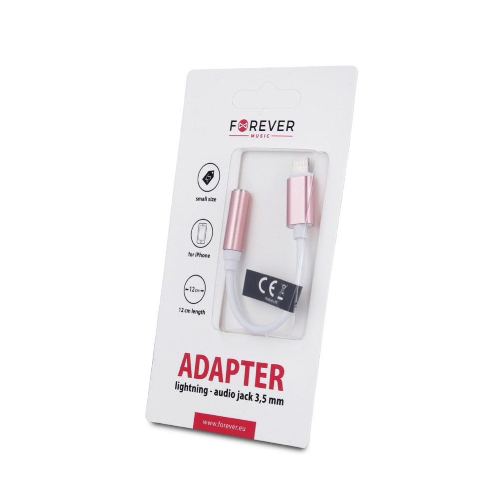 Forever adapter audio jack 3,5mm - Lightning różowy - obrazek 4