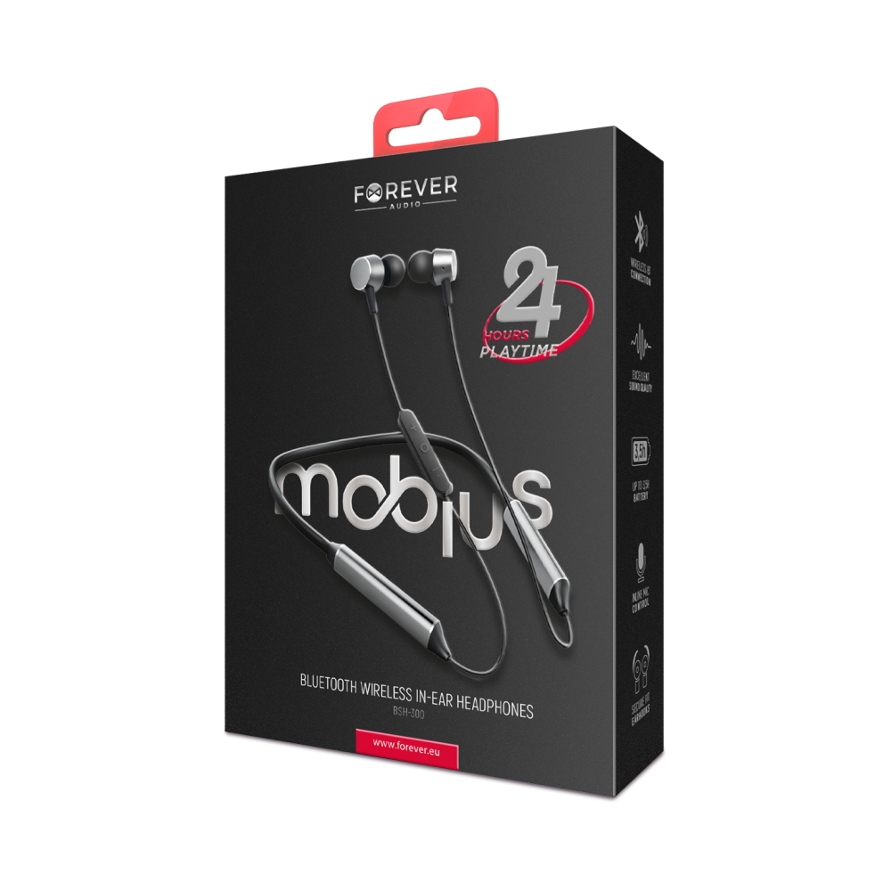 Forever słuchawki Bluetooth Mobius24 BSH-300 dokanałowe czarne - obrazek 5