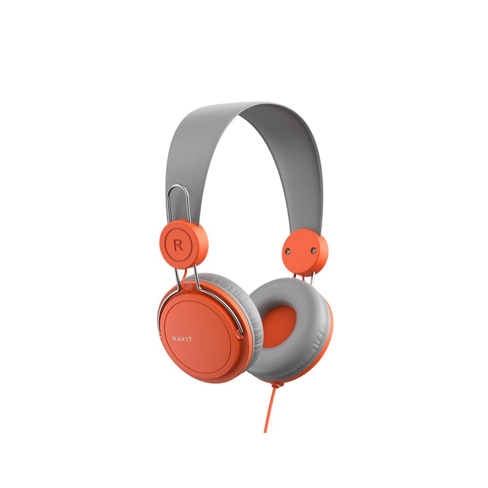 HAVIT słuchawki przewodowe HV-H2198d nauszne szaro-pomarańczowe