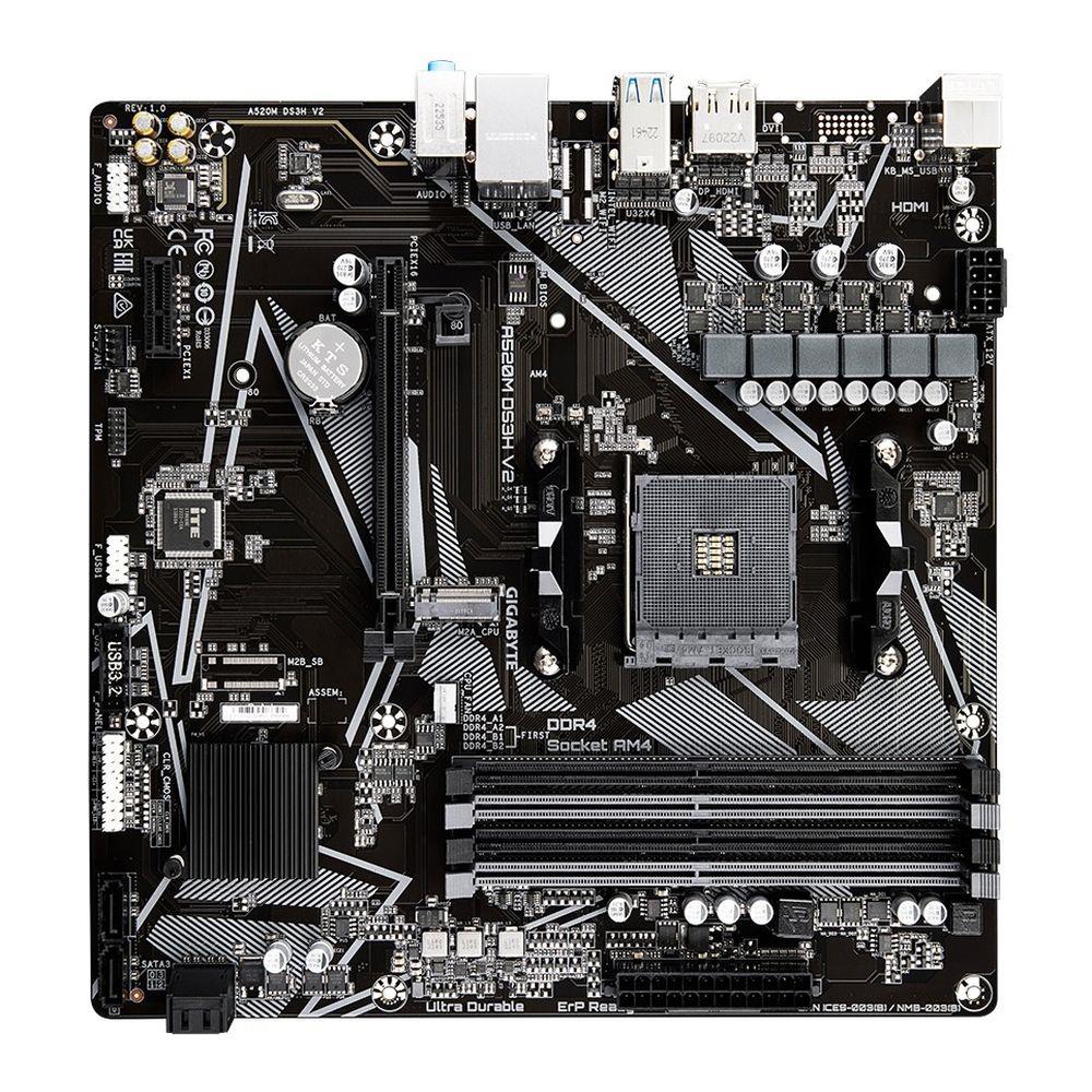 Płyta Gigabyte A520M DS3H V2 (rev. 1.0) /AMD A520/DDR4/SATA3/M.2/USB3.0/PCIe3.0/AM4/mATX - obrazek 3