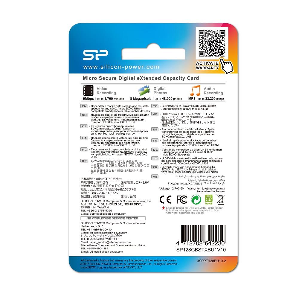 Karta pamięci microSDXC Silicon Power Elite 128GB Class 10, UHS-I, U1 + adapter SD - obrazek 3