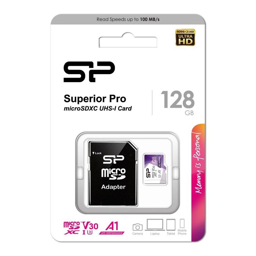 Karta pamięci Silicon Power microSDXC Superior Pro 128GB V30 UHS-1 U3 A1 + ADAPTER microSD-SD - obrazek 2