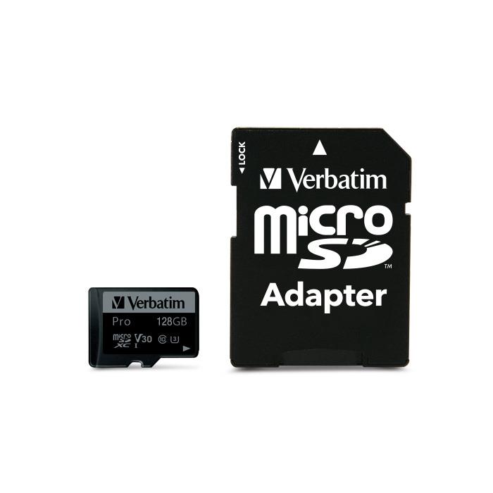 Karta pamięci Micro SDXC Verbatim Pro U3 128GB (90/45 MB/s) Class 10 U3 V30 + adapter - obrazek 2
