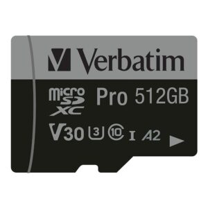 Karta pamięci Micro SDXC Verbatim Pro U3 512GB (100/90 MB/s) Class 10 U3 V30 + adapter