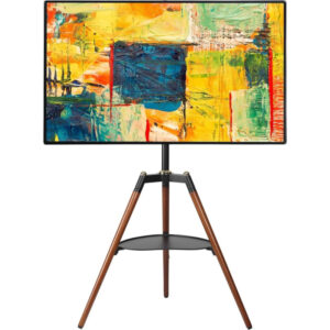 Stojak tripod TV 32-65" do 32kg regulowany z półką drewniany