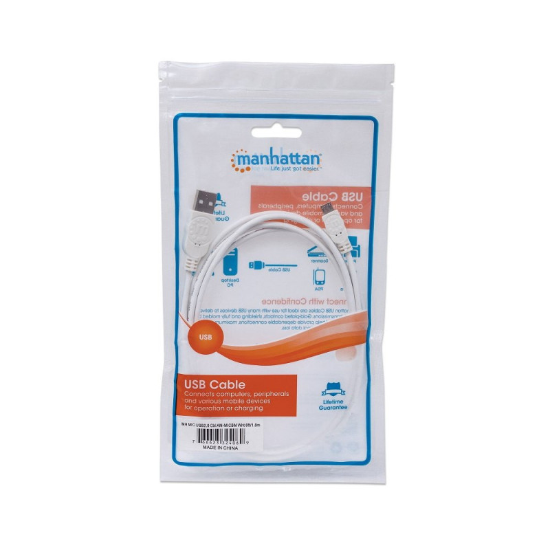 Kabel USB 2.0 USB-A na USB-MicroB M/M 0.3m - obrazek 2