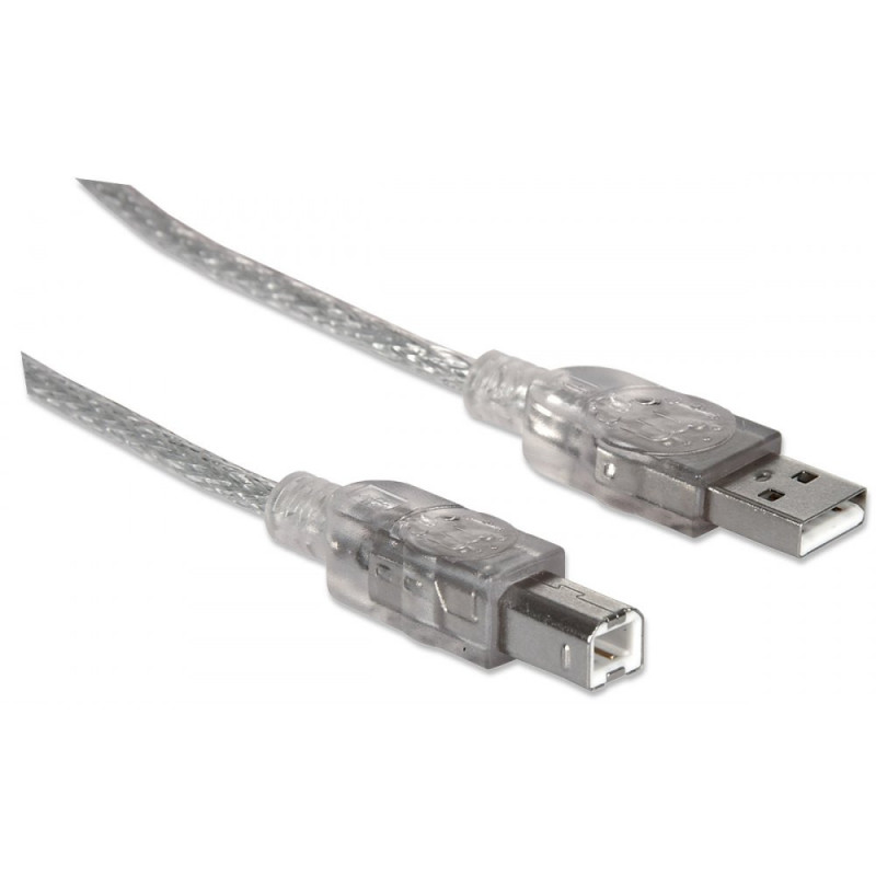 Kabel USB 2.0 USB-A na USB-B M/M 1.8m srebrny