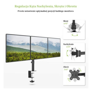 Uchwyt na 3 monitory 13-24” LCD 10kg biurkowy obrotowy