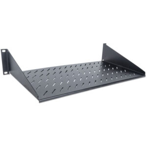 Półka 2U 250mm rack 19, 2 pkt mocowania, perforowana czarna
