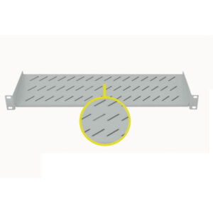 Półka 1U 150mm Rack 19, 2 pkt mocowania, perforowana, szara