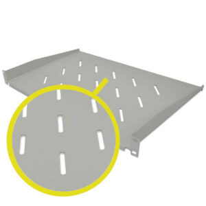 Półka 1U 300mm Rack 19, 2 pkt mocowania, perforowana, szara