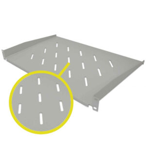 Półka 1U 350mm Rack 19, 2 pkt mocowania, perforowana, szara