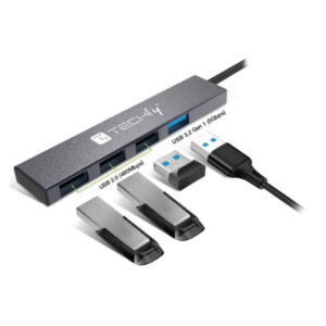 Techly Hub USB 4-portowy 3x USB 2.0 1x USB 3.2 Gen1