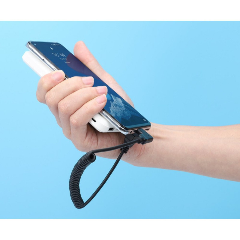 Kabel do ładowania USB-C na USB-C kątowy 90° spiralny 1m