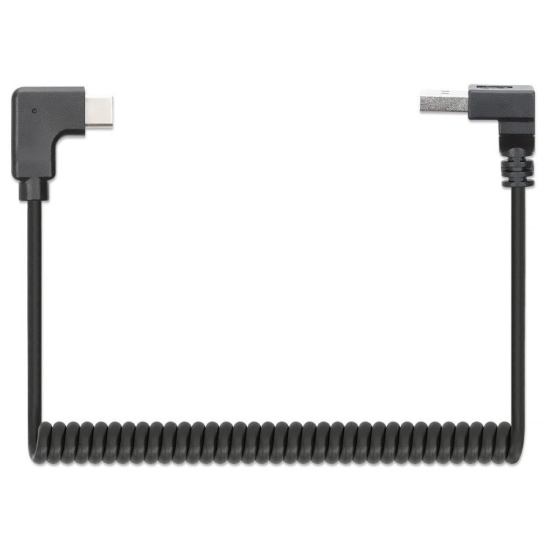 Kabel do ładowania USB-A na USB-C kątowy 90° spiralny 1m - obrazek 4