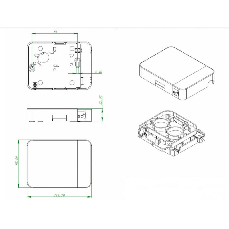 Gniazdo klienckie FTTH wewnętrzne na 1 adapter - obrazek 3