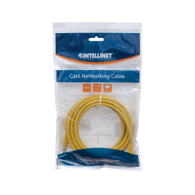Patchcord Cat5e UTP 10m 100% CU żółty - obrazek 2