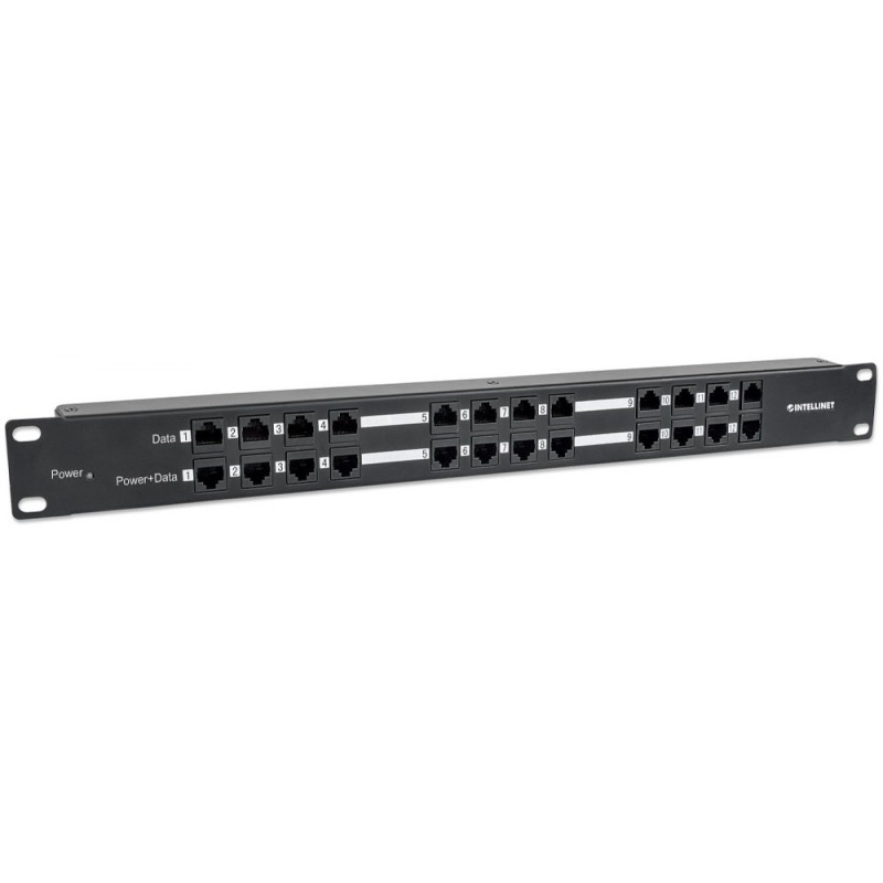 Patch panel/zasilacz PoE, 24x RJ45 120W, 1U, Cat5e