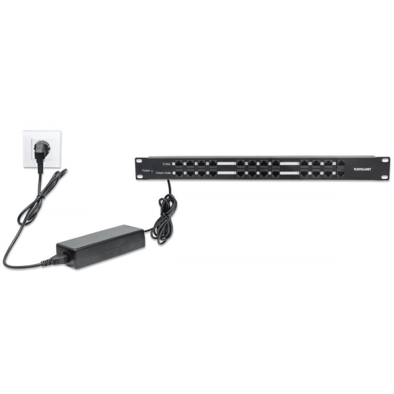Patch panel/zasilacz PoE, 24x RJ45 120W, 1U, Cat5e - obrazek 4