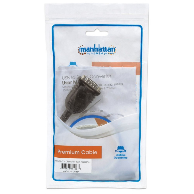 Konwerter USB-C na RS232/DB9 M/M na kablu 45cm Polybags - obrazek 5