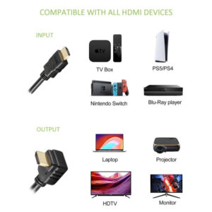 Kabel HDMI na HDMI 1.4 kątowy 90° M/M 5m