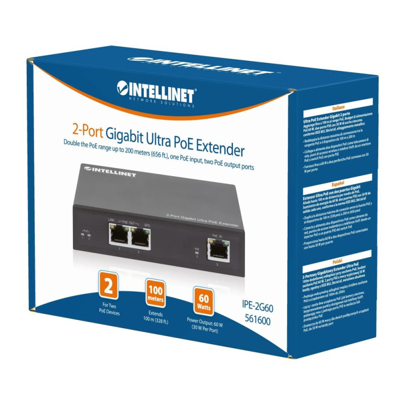Extender Ultra PoE Gigabit, 2x RJ45 60W, do 200m - obrazek 5