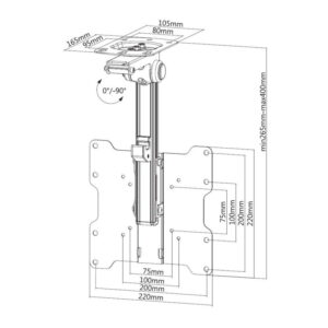 Uchwyt sufitowy do TV 17-37" LED/LCD 20kg składany