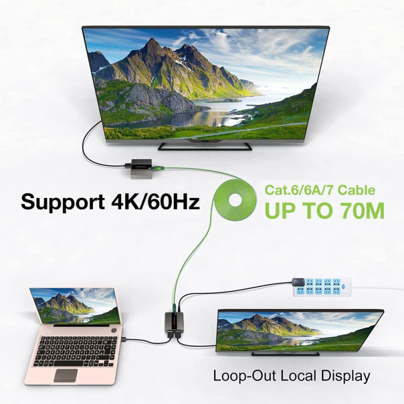 Extender HDMI 2.0 4K60Hz do 70m po skrętce Kat6 IR - obrazek 5