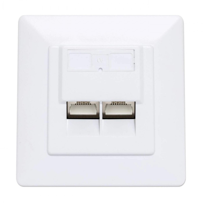 Gniazdo podtynkowe 2x RJ45 Cat6 STP białe - obrazek 2