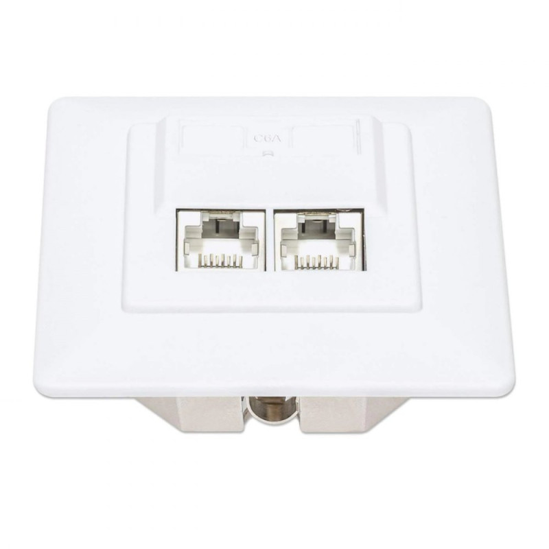 Gniazdo podtynkowe 2x RJ45 Cat6a STP białe - obrazek 3