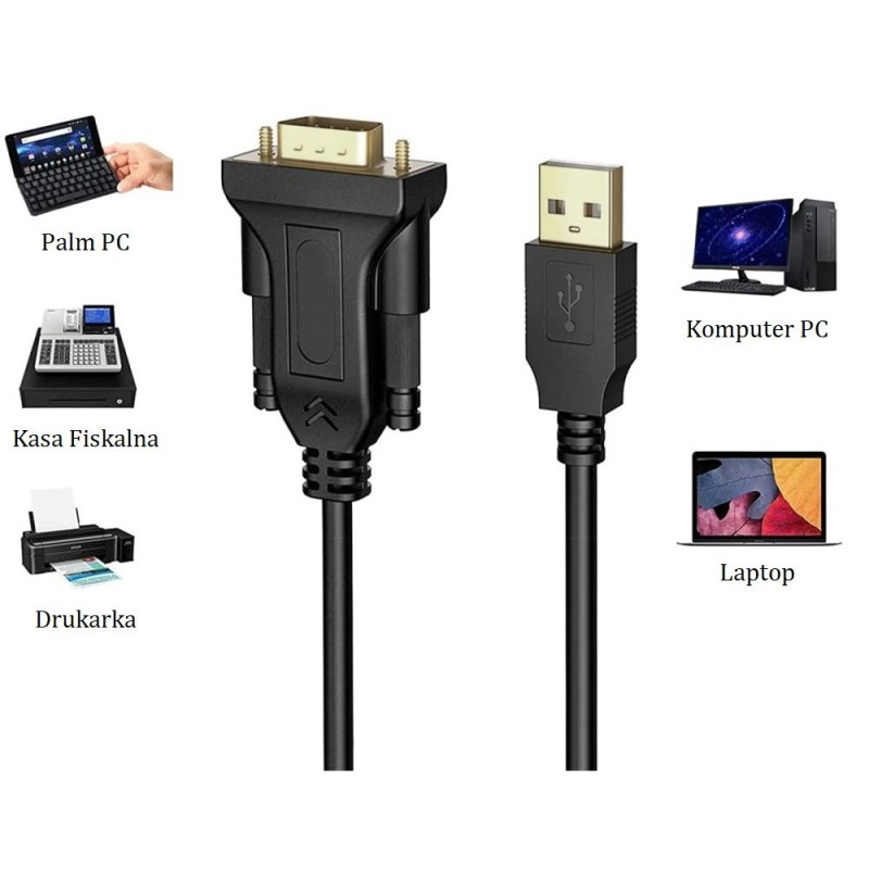Konwerter USB na RS232/DB9 M/M na kablu 1.5m Polybags
