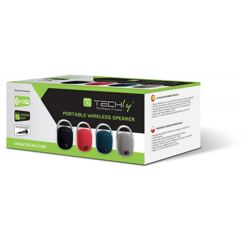 Głośnik Bluetooth 5.3, 5W, TWS, LED, USB MicroSD MP3, szary - obrazek 8