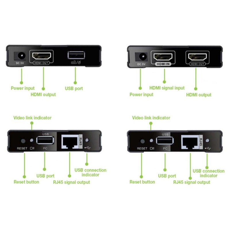 Extender KVM HDMI/USB 1080p60Hz do 60m po skrętce Kat6 PoC - obrazek 4