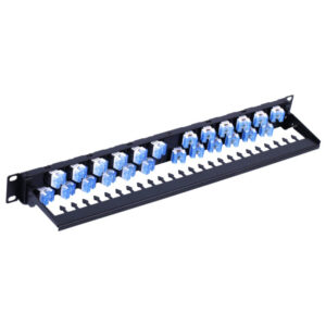 Patch panel 24x Keystone RJ45 Cat6a UTP, 1U, porty ukośne
