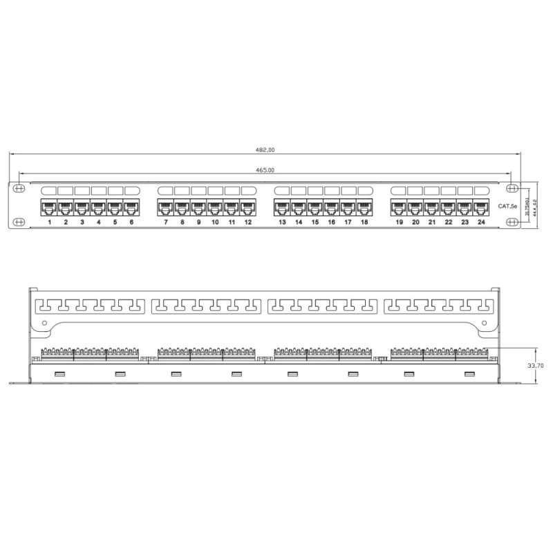 Patch Panel 24x RJ45 Cat6 UTP ze wspornikiem do kabli - obrazek 6