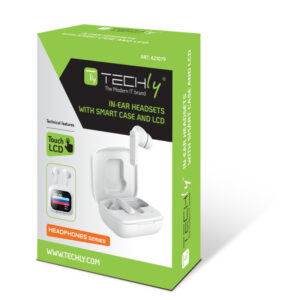 Słuchawki bezprzewodowe dokanałowe Bluetooth, etui z ekranem LCD, redukcja szumów ANC, equalizer