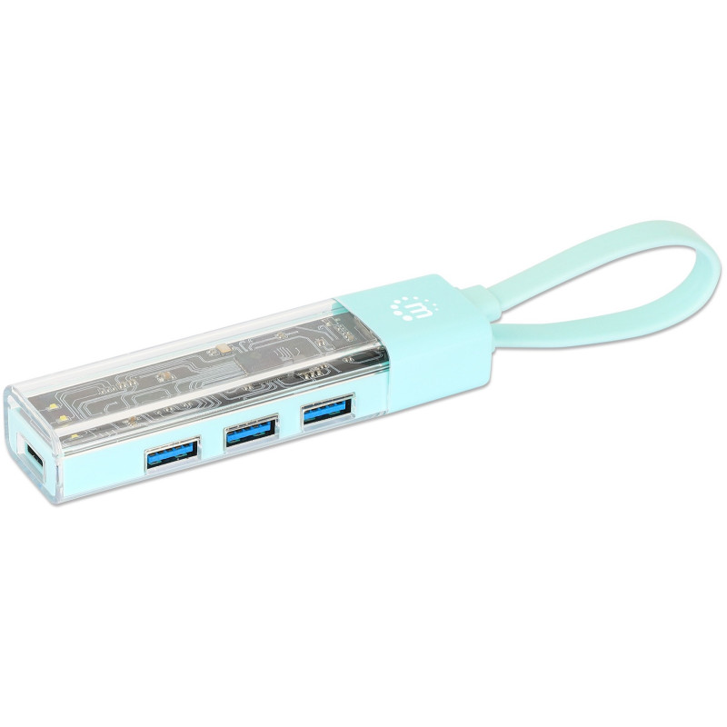 Hub USB 3.2 Gen1 Typ-C/A 4x USB-A 3.0 pasywny przezroczysty - obrazek 2