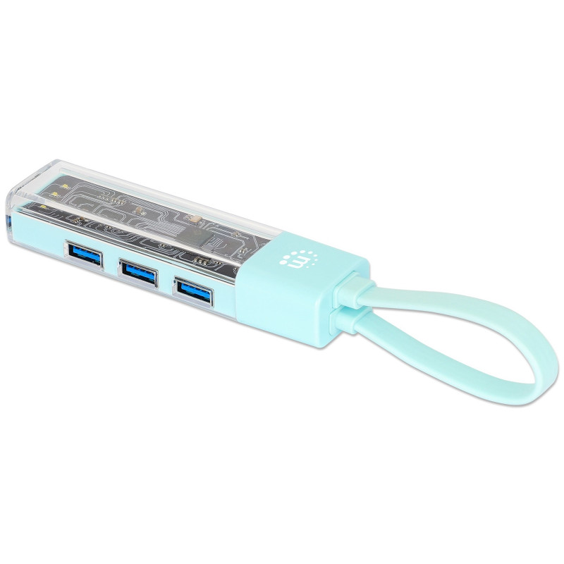 Hub USB 3.2 Gen1 Typ-C/A 4x USB-A 3.0 pasywny przezroczysty - obrazek 7
